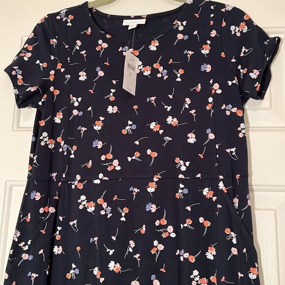NWT J.Jill Navy Floral Spring Dress with pockets - Picture 5 of 7